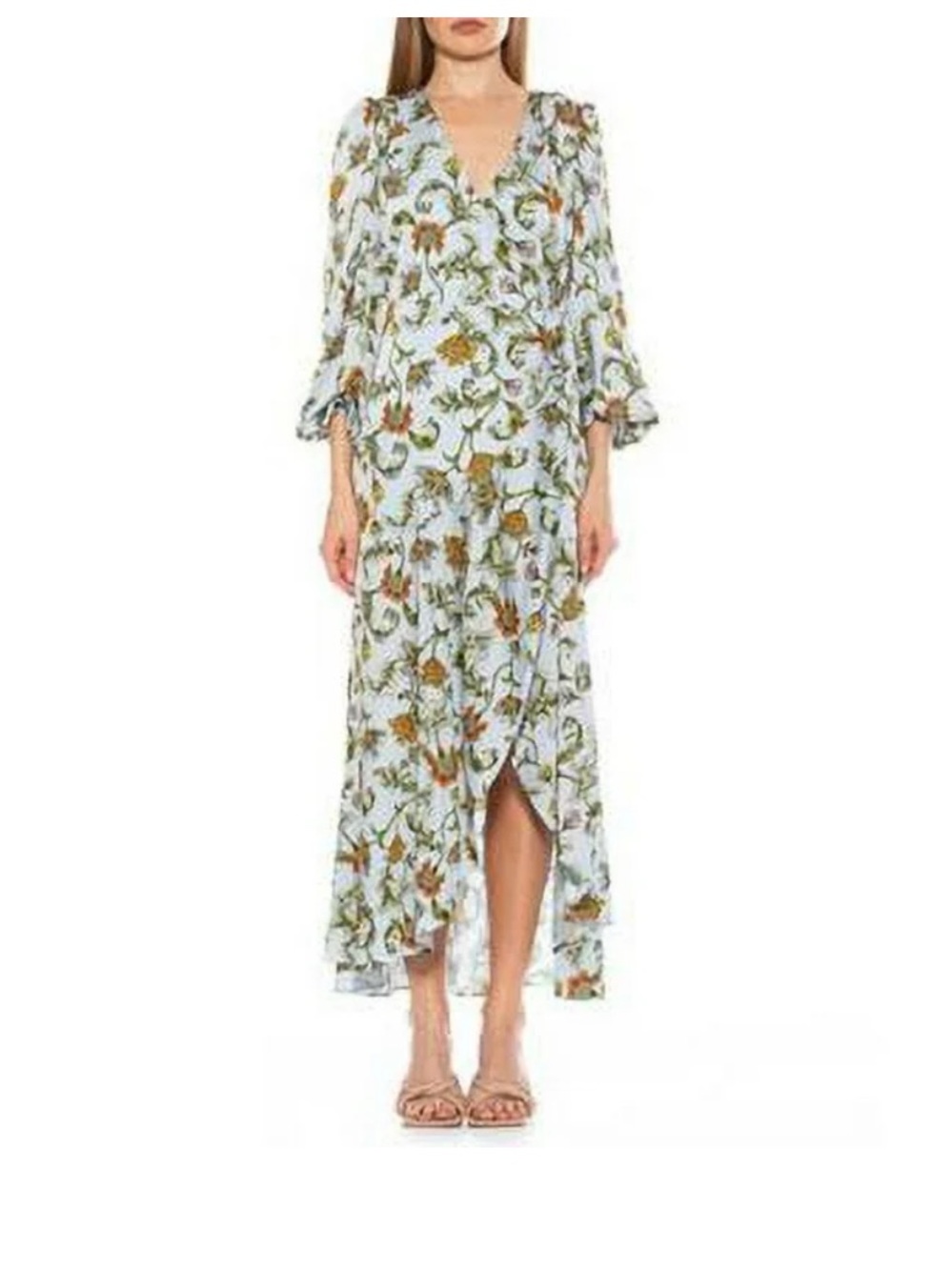 Alexia Admor Tala Wrap Maxi Dress ruffled, floral paisley pattern Size 4